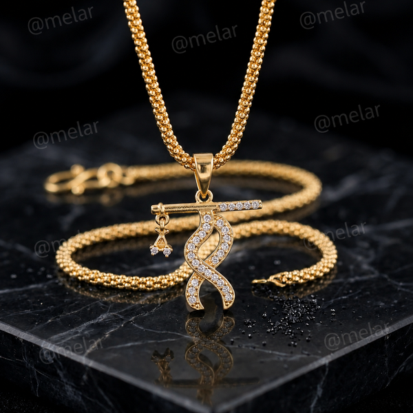 Krishna Murli Gold Plated Pendant Chain with CZ Stones