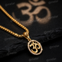 Om Halo Gold Plated Pendant Chain with CZ Stones