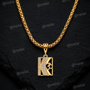 Om Rectangular Gold Plated Pendant Chain with CZ Stones