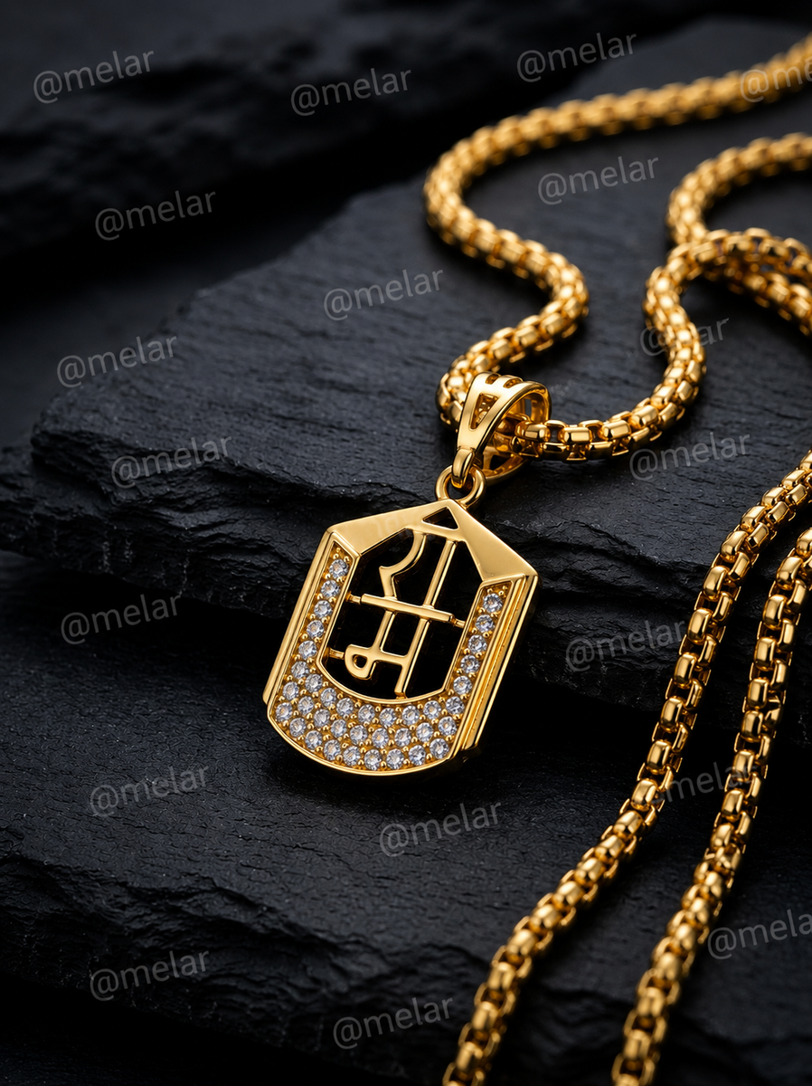 Shri Ram Gold Plated Pendant Chain with CZ Stones