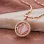 Elegant Clover Rose Gold Plated Pendant Chain with CZ Stones