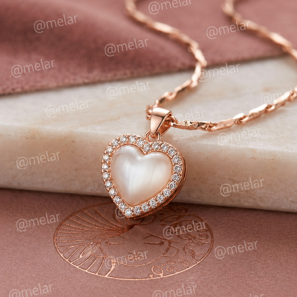 Elegant Heart Rose Gold Plated Pendant Chain with CZ Stones