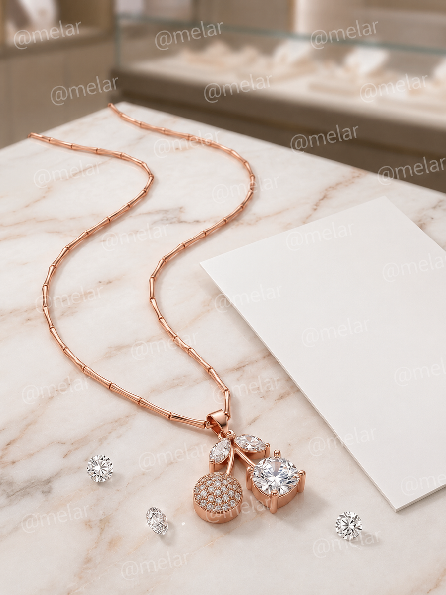 Elegant Cherry Rose Gold Pendant Chain