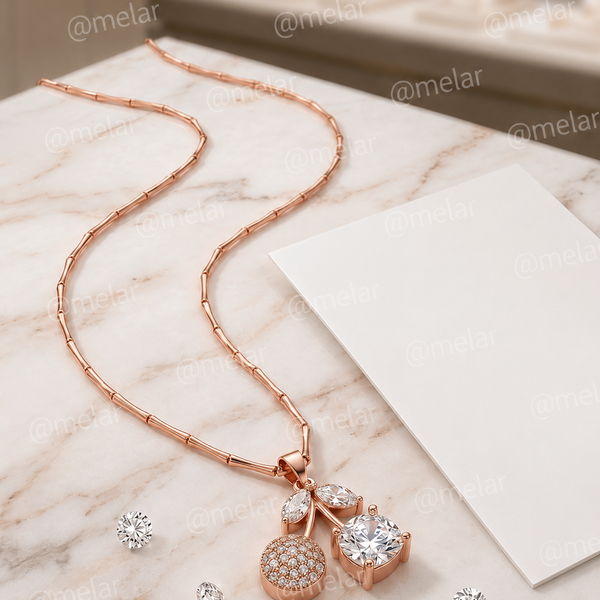 Elegant Cherry Rose Gold Pendant Chain