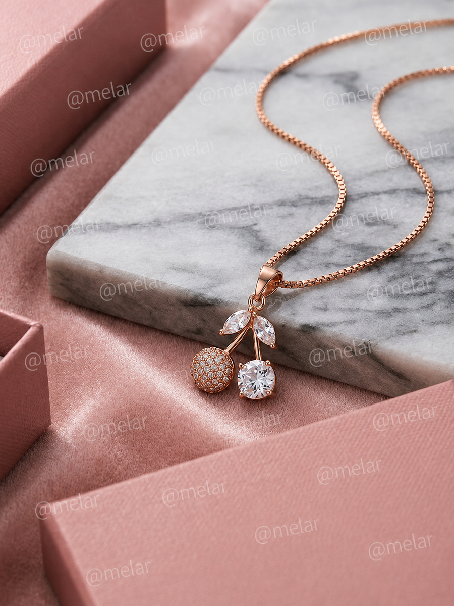Elegant Cherry Rose Gold Pendant Chain