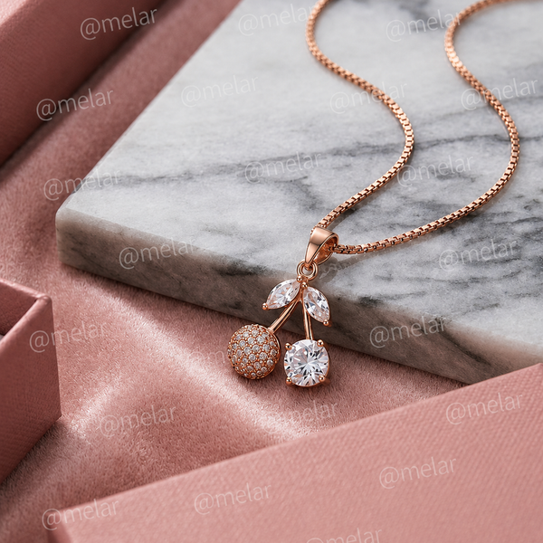 Elegant Cherry Rose Gold Pendant Chain