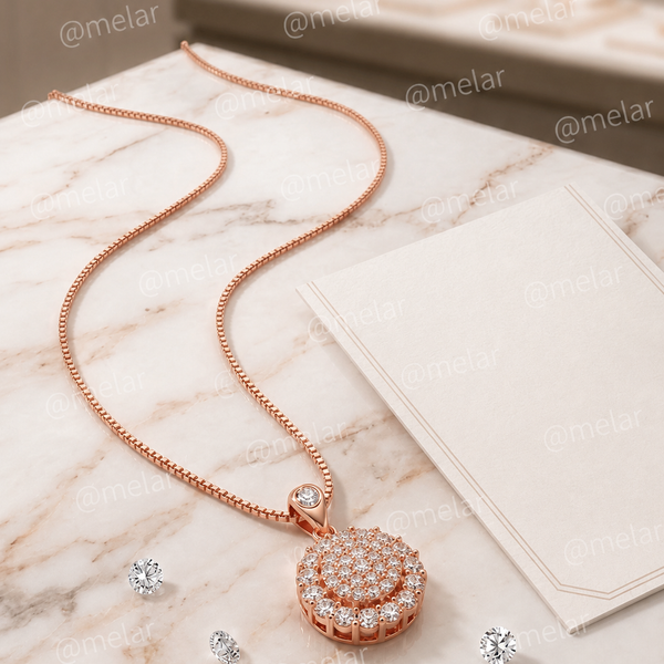 Radiant Halo Rose Gold Pendant Chain