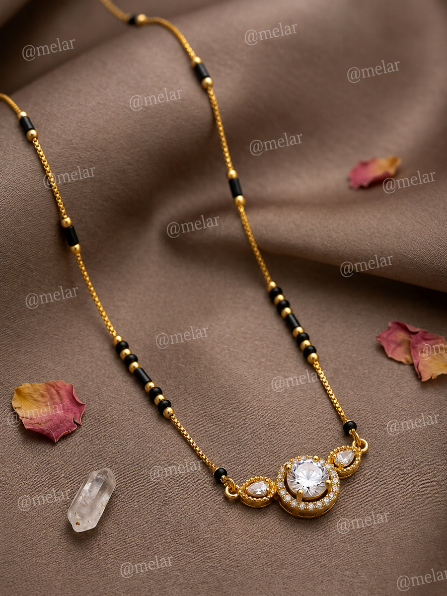 Classic Solitaire Crystal Mangalsutra