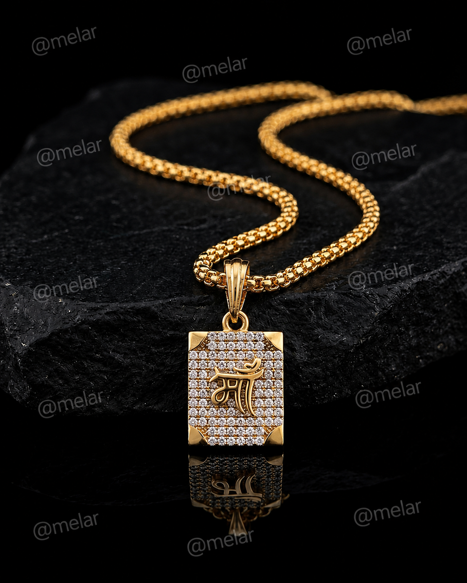 Maa Gold Plated Pendant Chain with CZ Stones