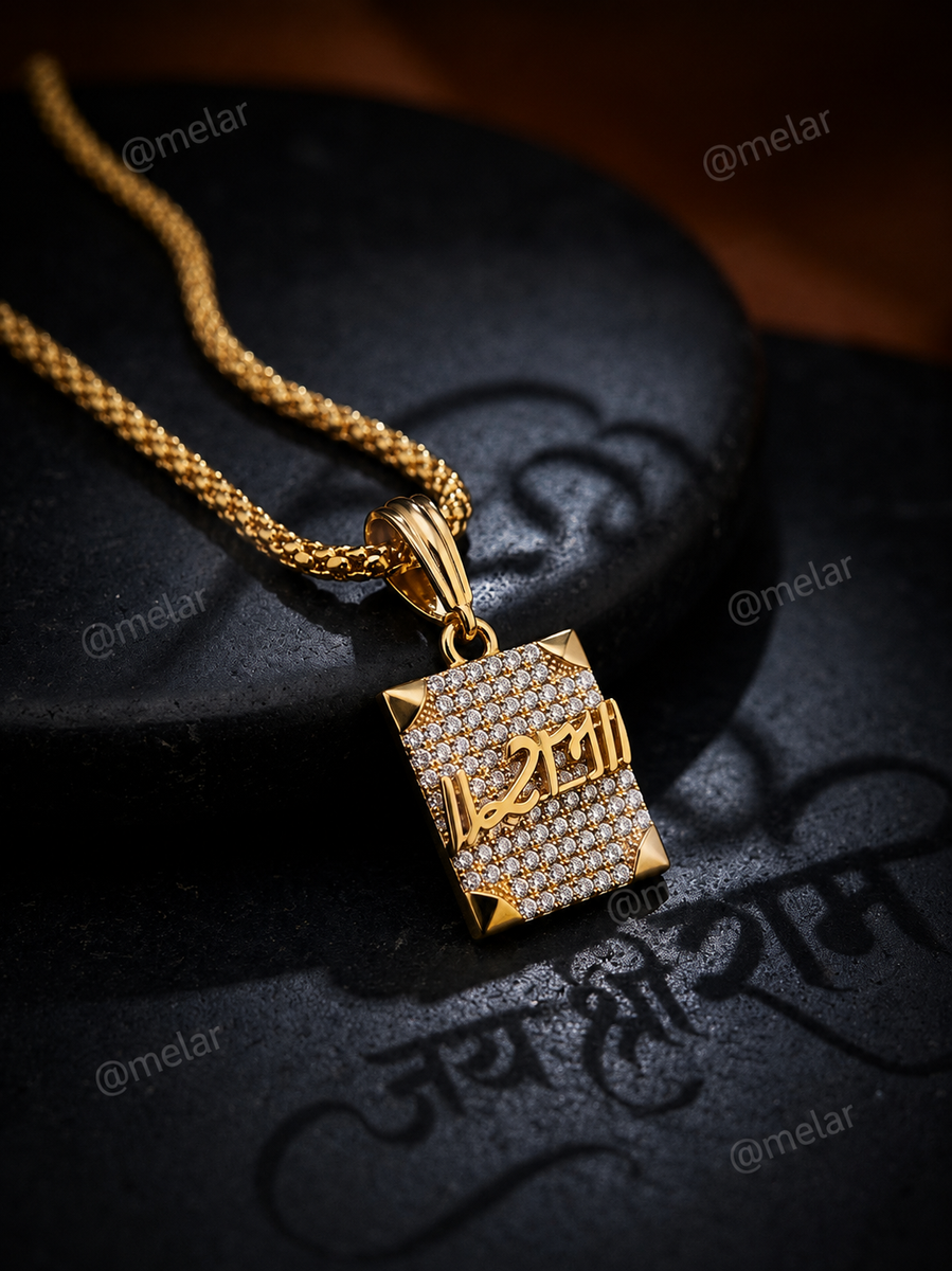 Ram Gold Plated Pendant Chain with CZ Stones