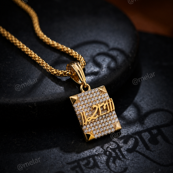 Ram Gold Plated Pendant Chain with CZ Stones