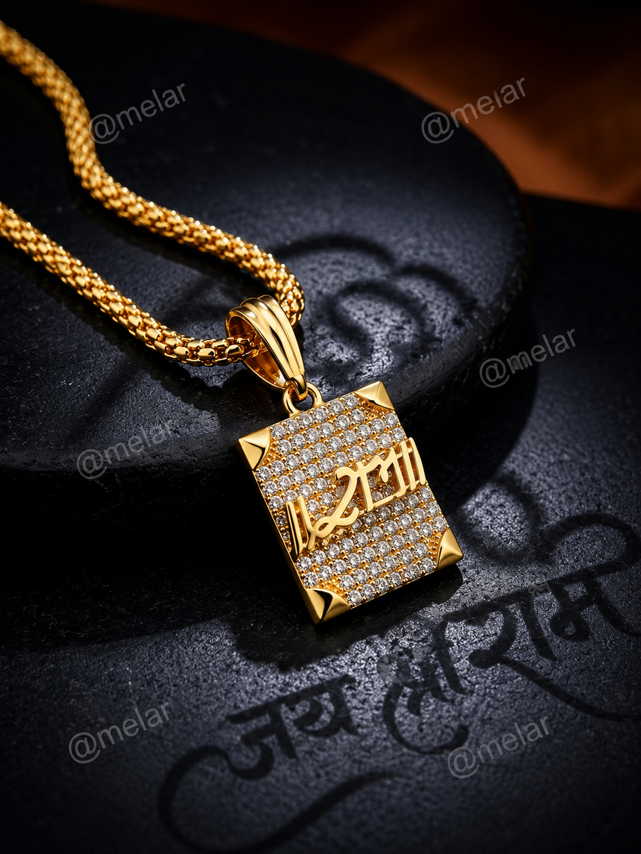 Ram Gold Plated Pendant Chain with CZ Stones