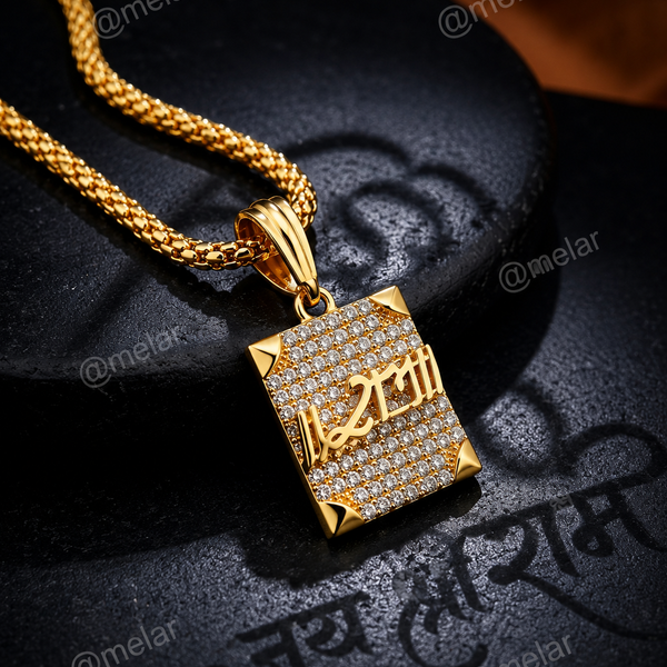 Ram Gold Plated Pendant Chain with CZ Stones