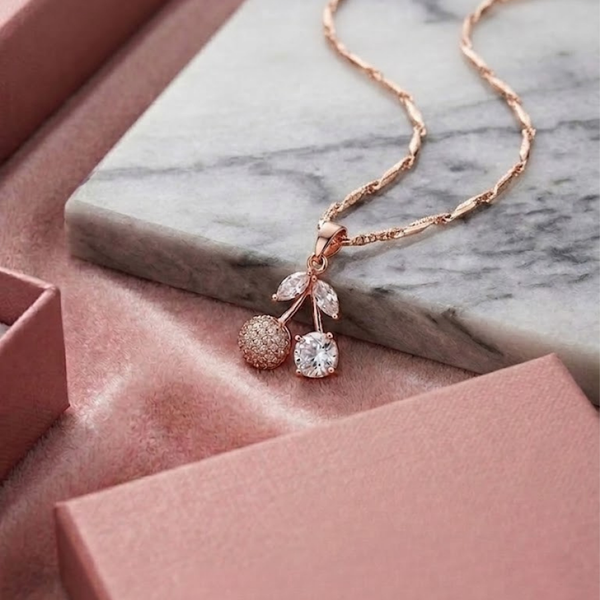 Elegant Cherry Rose Gold Pendant Chain