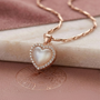 Elegant Heart Rose Gold Plated Pendant Chain with CZ Stones